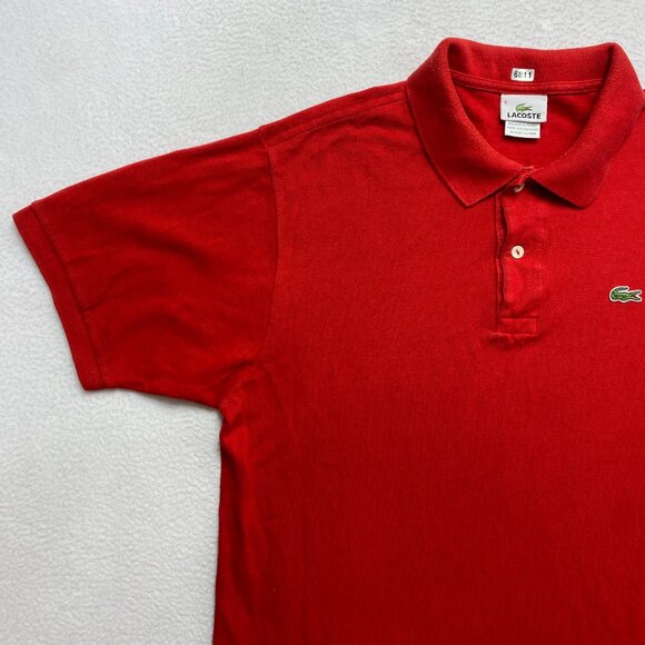 Lacoste Polo Shirt Mens 6 Red Short Sleeve Pique - Picture 7 of 12
